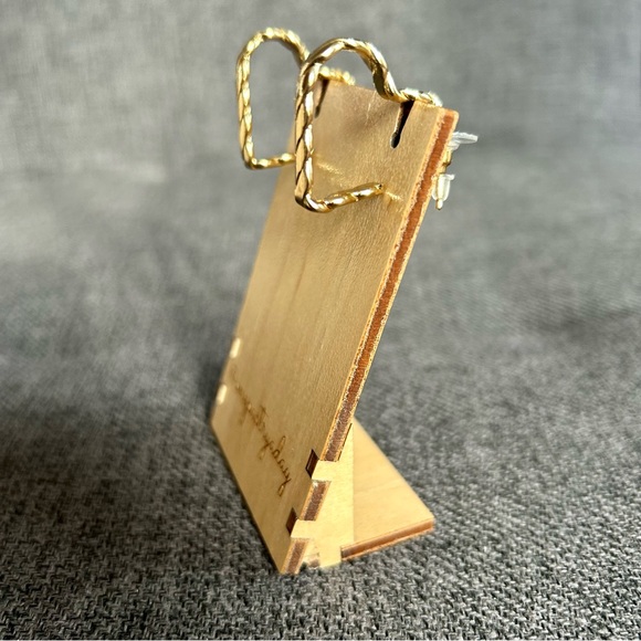 Gold Twist Heart Cuff Hoop Earrings, Unique, Funky - Picture 9 of 16